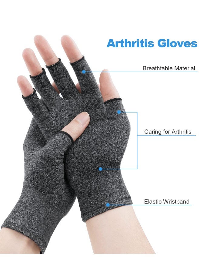 قفازات التهاب المفاصل، مع نفق رسغي بدون أصابع، أكمام يد من القماش المسامي للنساء والرجال، كتابة عامة لتخفيف آلام اليدين - Image 3